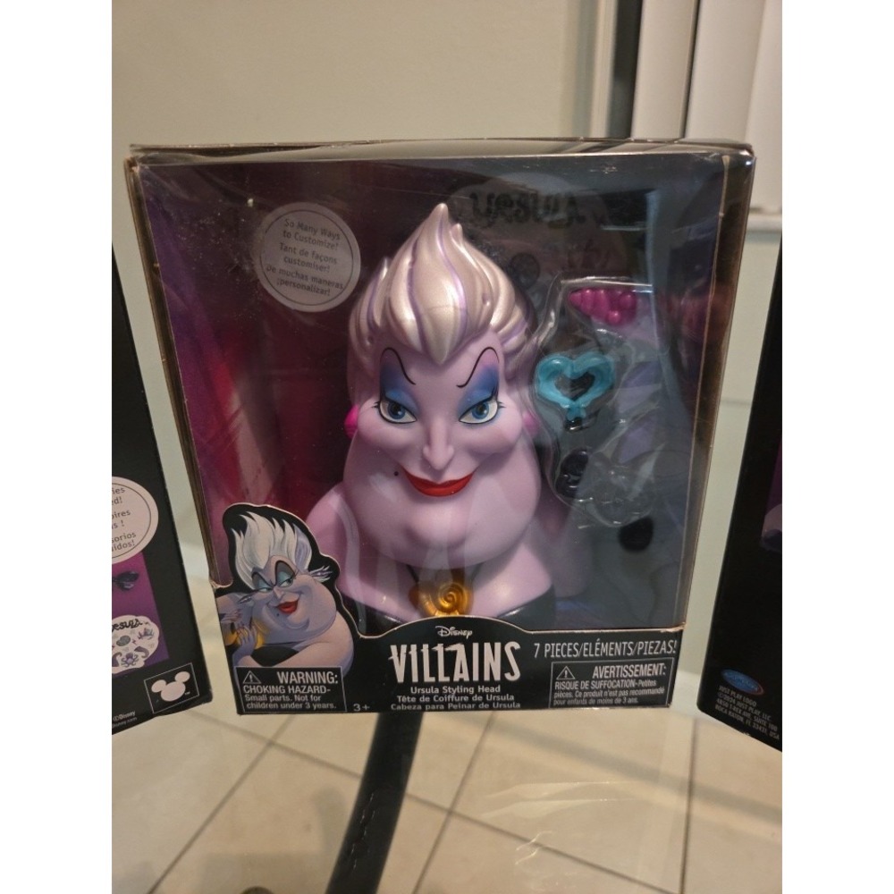 Lot Of 3, Disney Villains Ursula Styling Head 7-Piece Set With Accessories
